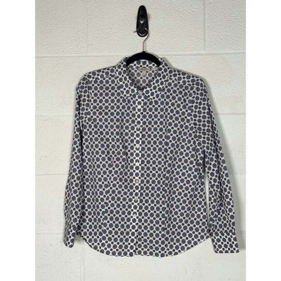 Talbots Petites Wrinkle Resistant Shirt MP Geo Print Button Front Cotton Blend‎ - Picture 1 of 7
